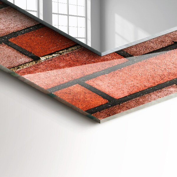 Spiegel met bedrukte lijst Rode bakstenen muur