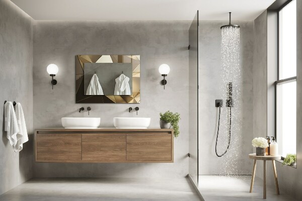 Spiegel met print Geometrische vormen