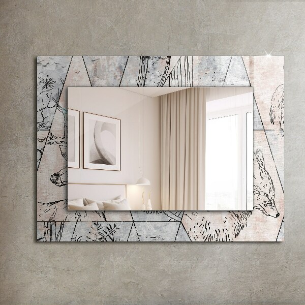 Wandspiegel met print Planten met hertengeweien