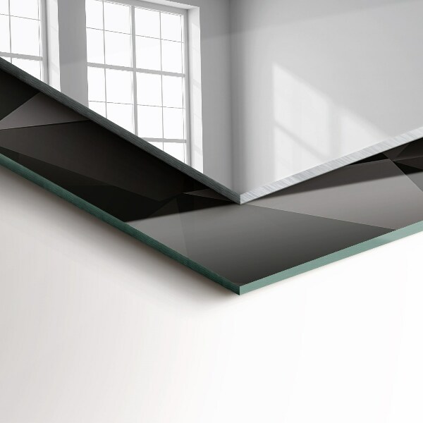 Spiegel met bedrukte lijst Zwarte geometrische vormen