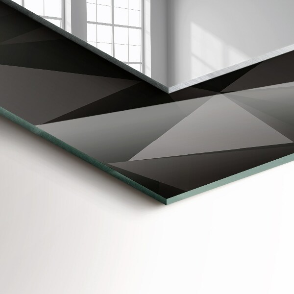 Spiegel met bedrukte lijst Zwarte geometrische vormen