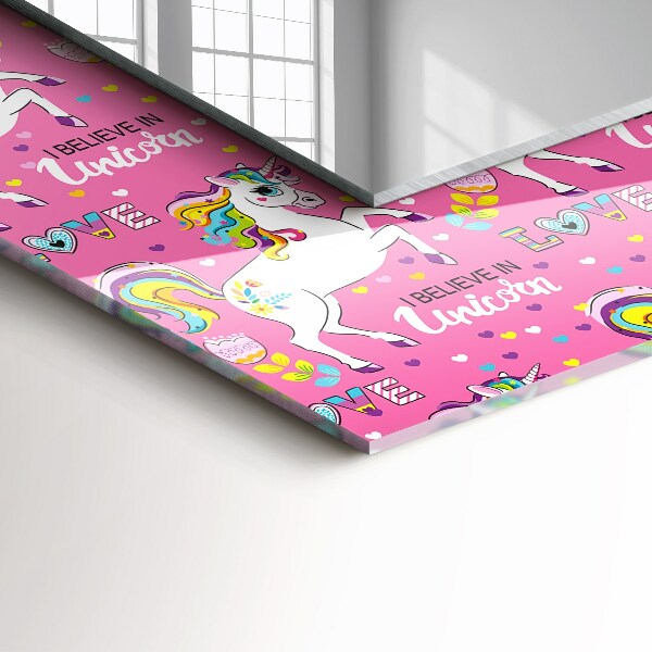 Spiegel met print Eenhoorns Regenboog harten