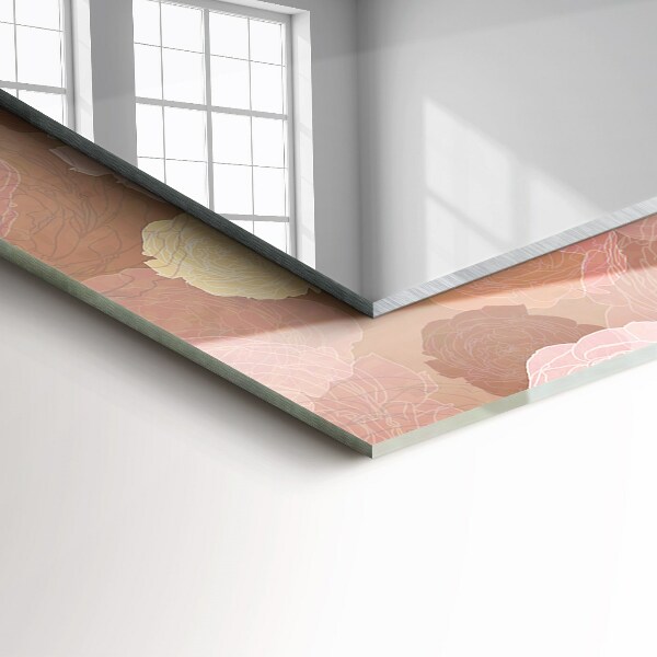 Spiegel met bedrukte lijst Pioen bloemen