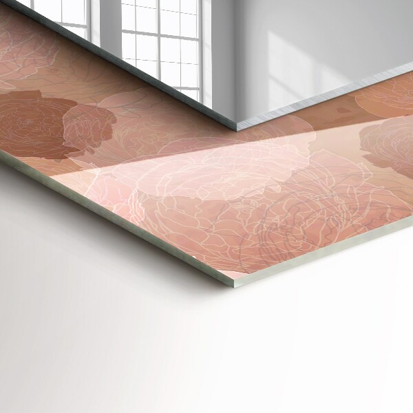 Spiegel met bedrukte lijst Pioen bloemen