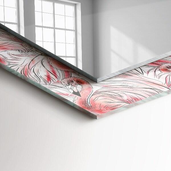 Spiegel met bedrukte lijst Roze flamingo's