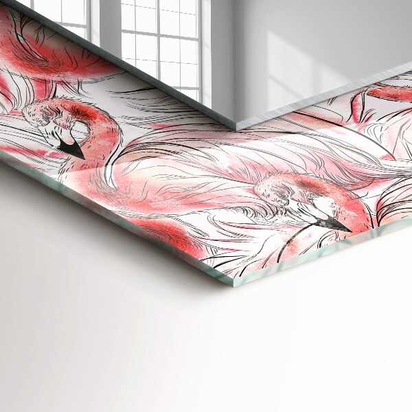 Spiegel met bedrukte lijst Roze flamingo's