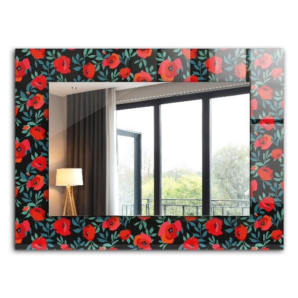 Spiegel met print Klaproos bloemen