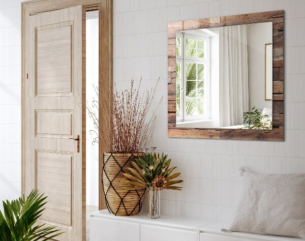 Bedrukte spiegel Met hout beklede muur