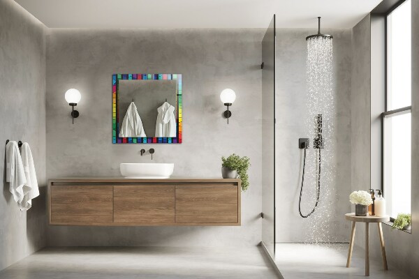 Spiegel met bedrukte lijst Stroken van gekleurd glas