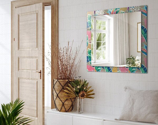 Spiegel lijst met print Bloemen en bladeren