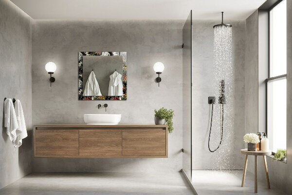 Spiegel met decoratie Bloemen en vogels