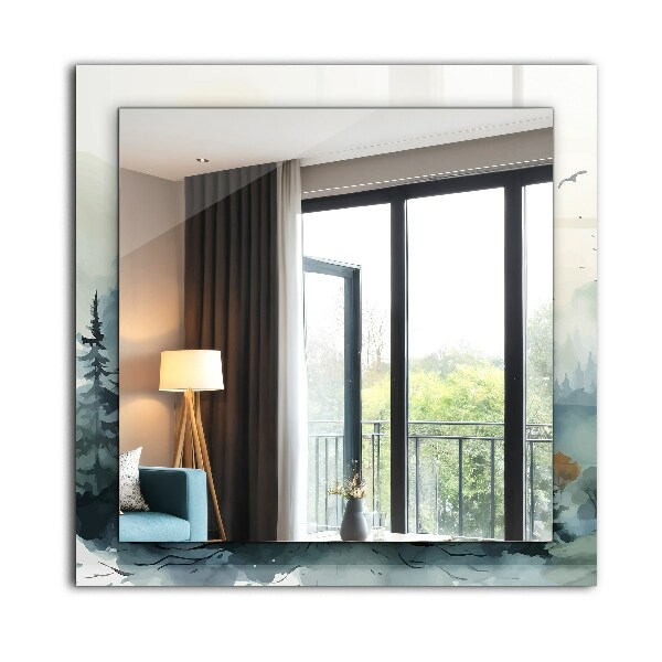 Wandspiegel met print Bloemen bladeren vogels