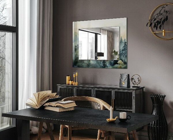 Wandspiegel met print Bloemen bladeren vogels