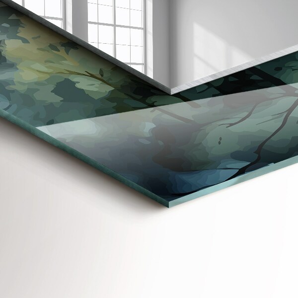 Wandspiegel met print Bloemen bladeren vogels