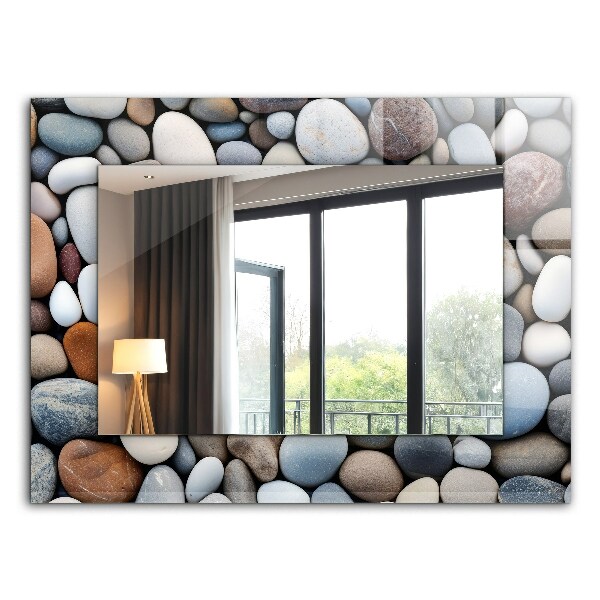 Spiegel met bedrukte lijst Blauw abstract patroon