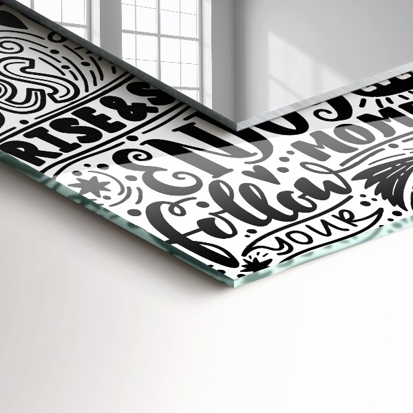 Spiegel lijst met print Diagonale lijnen op hout