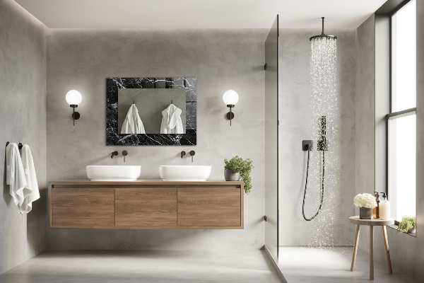 Wandspiegel met print Gekleurde abstracte motieven