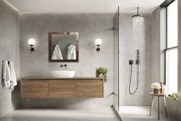 Wandspiegel met print Diagonale lijnen in bot