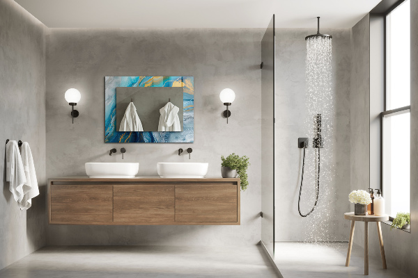 Spiegel met bedrukte lijst Astratta franjes in marmer