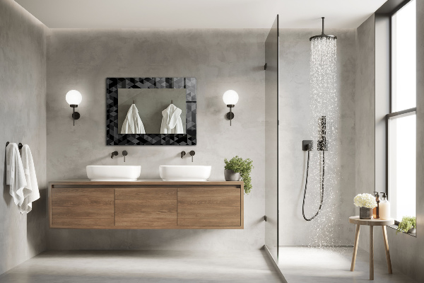 Spiegel lijst met print Driehoekige dwergen en krekels