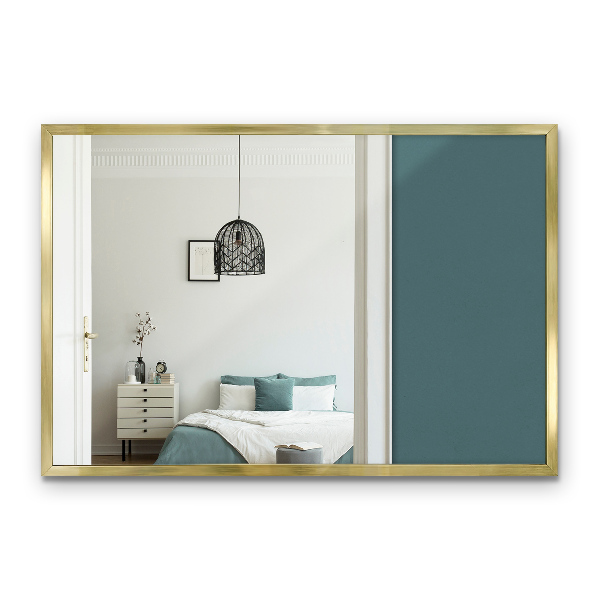 Strakke rechthoekige spiegel met gouden rand 60x40 cm