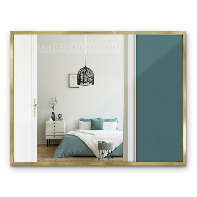 Rechthoekige spiegel met gouden rand 80x60 cm