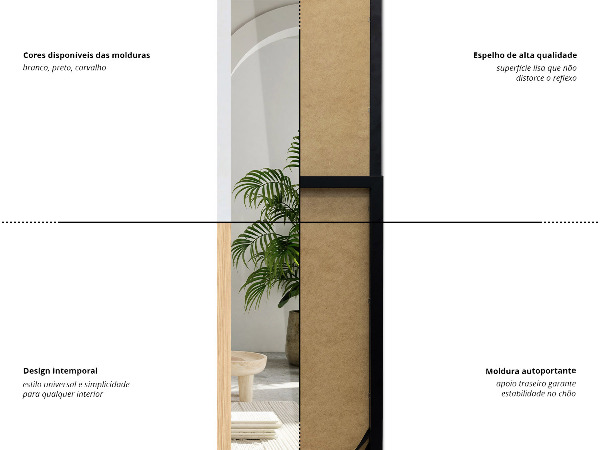 Staande spiegel zwart 14x61 in