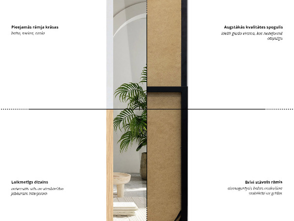 Staande spiegel zwart 14x61 in