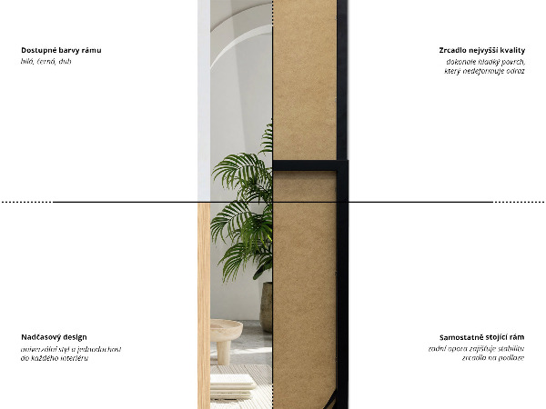 Staande spiegel eiken 14x61 in