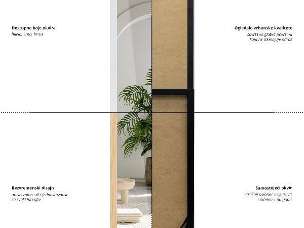 Staande spiegel eiken 14x61 in