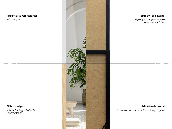 Staande spiegel eiken 14x61 in