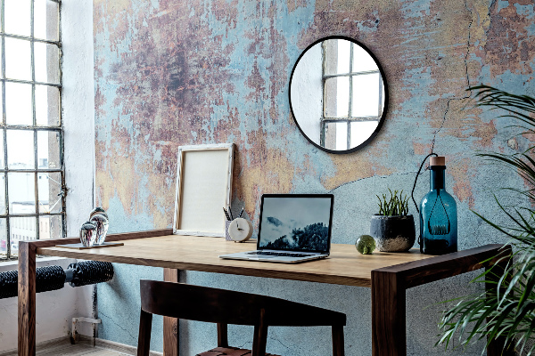 Ronde spiegel in een zwarte lijst fi 100 cm