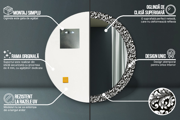 Ronde spiegel met decoratie Ornament