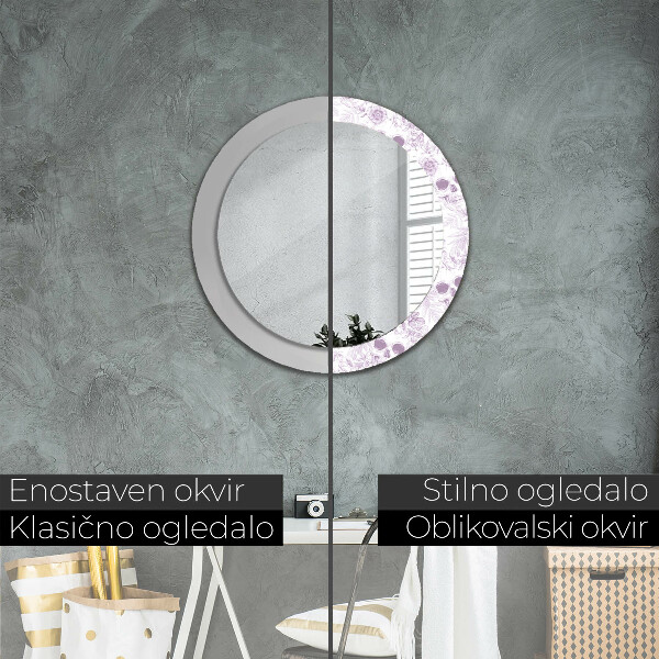 Ronde spiegel met bedrukte lijst Schedels