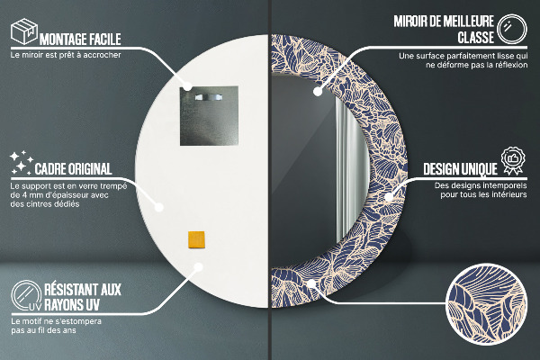 Ronde spiegel met decoratie Bloemen