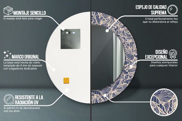 Ronde spiegel met decoratie Bloemen