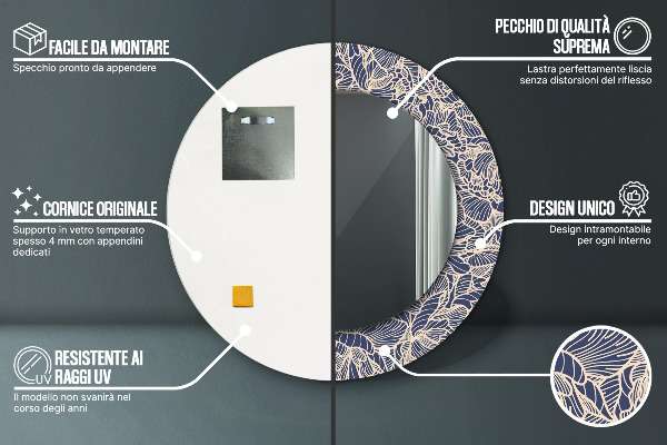 Ronde spiegel met decoratie Bloemen