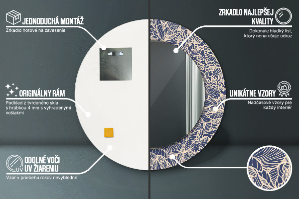 Ronde spiegel met decoratie Bloemen