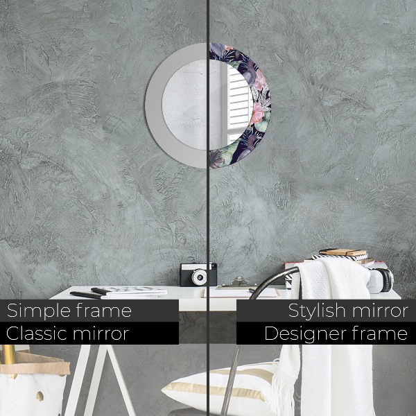 Ronde spiegel met bedrukte lijst Reigers vogels