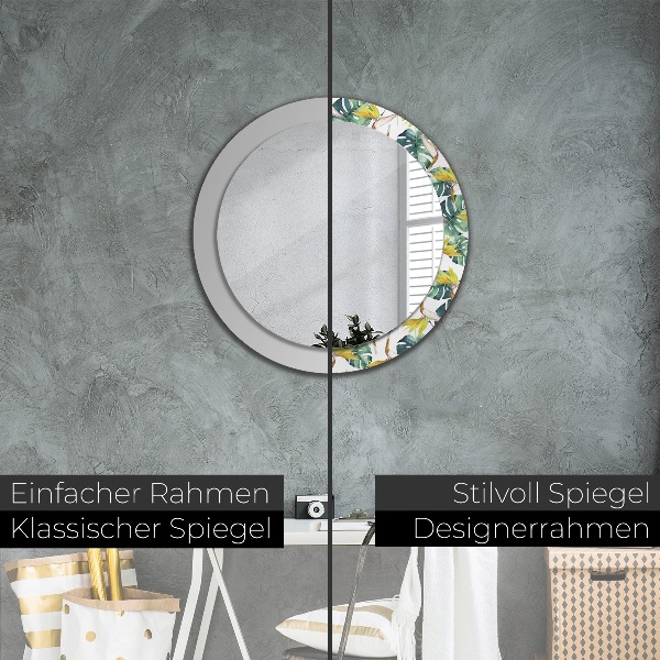Bedrukte ronde spiegel Tropische bladeren