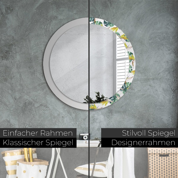 Bedrukte ronde spiegel Tropische bladeren