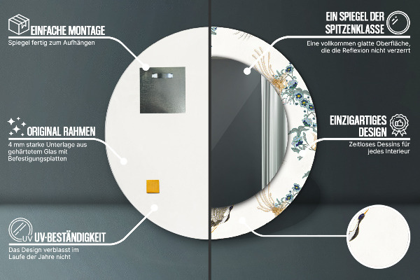 Bedrukte ronde spiegel Chinoserie