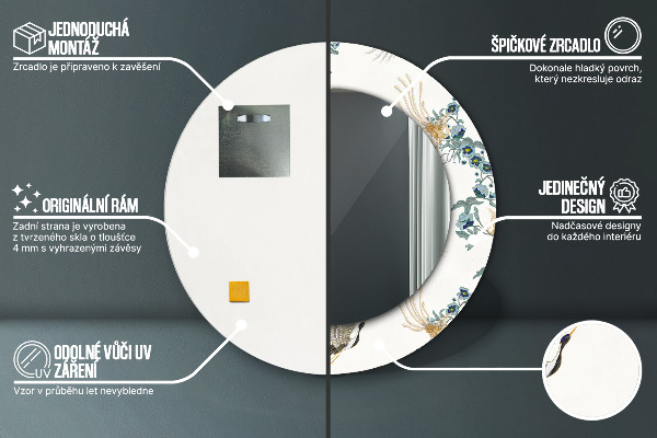 Bedrukte ronde spiegel Chinoserie