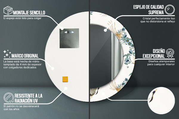 Bedrukte ronde spiegel Chinoserie