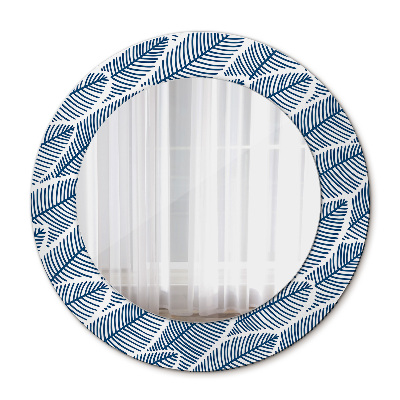 Ronde spiegel met bedrukte lijst Bladeren