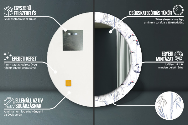 Ronde spiegel met decoratie Kranen vogels