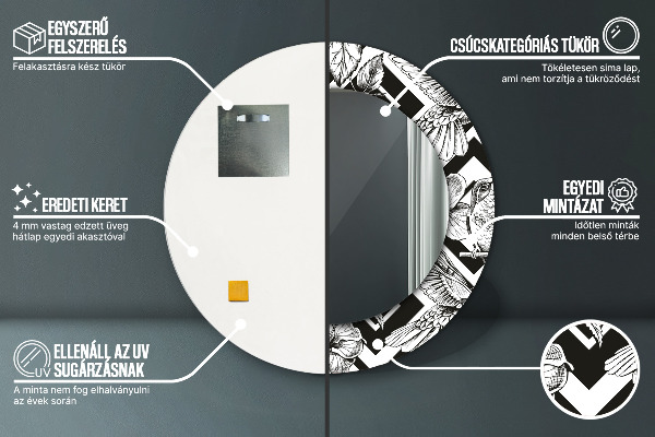 Ronde spiegel met bedrukte lijst Kolibries
