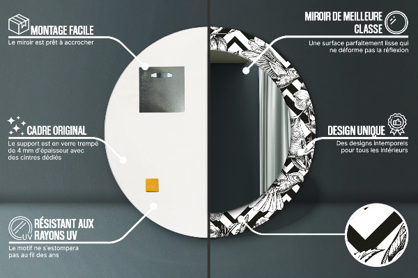 Ronde spiegel met bedrukte lijst Kolibries