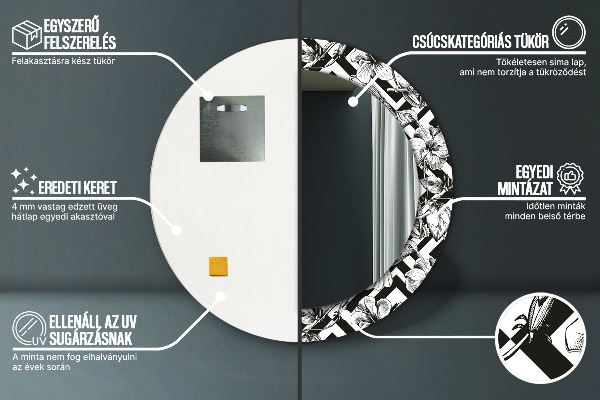 Ronde spiegel met bedrukte lijst Kolibries