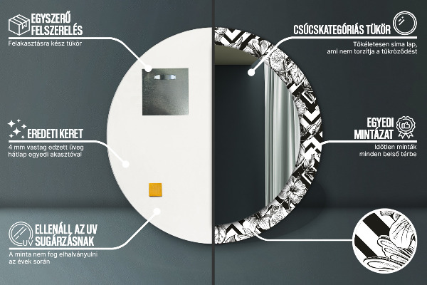 Ronde spiegel met bedrukte lijst Kolibries